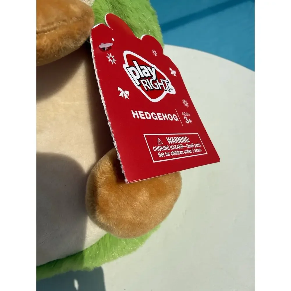 Play Right Green Holiday Hedgehog Stuffed Plush Christmas Tree Ornaments 10” NWT